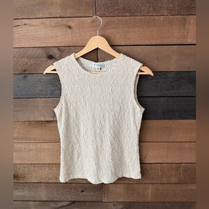 Vintage 90s Allison Taylor Ivory Textured Sleeveless Boucle Top